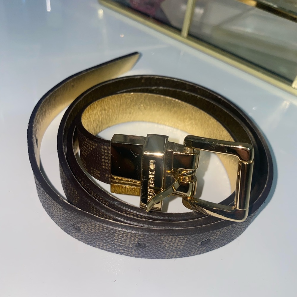 Michael Kors Reversible Brown & Gold leather belt